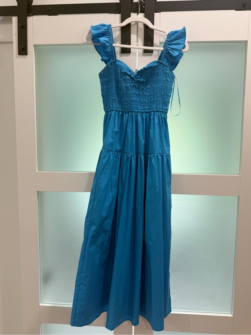 A&F Blue Smocked Midi Dress
